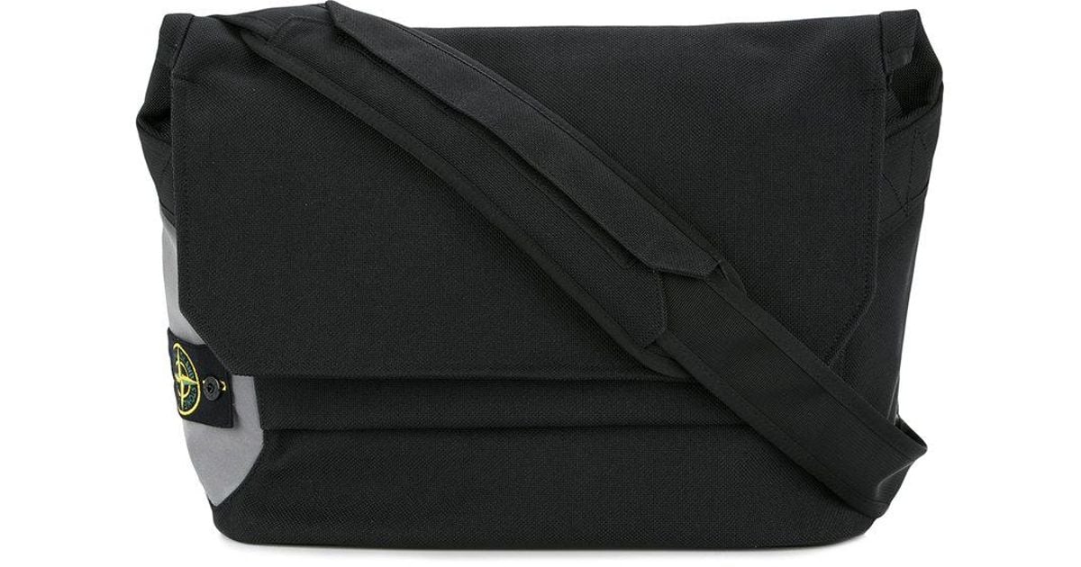 Stone Island Logo Messenger Bag in Black for Men | Lyst
