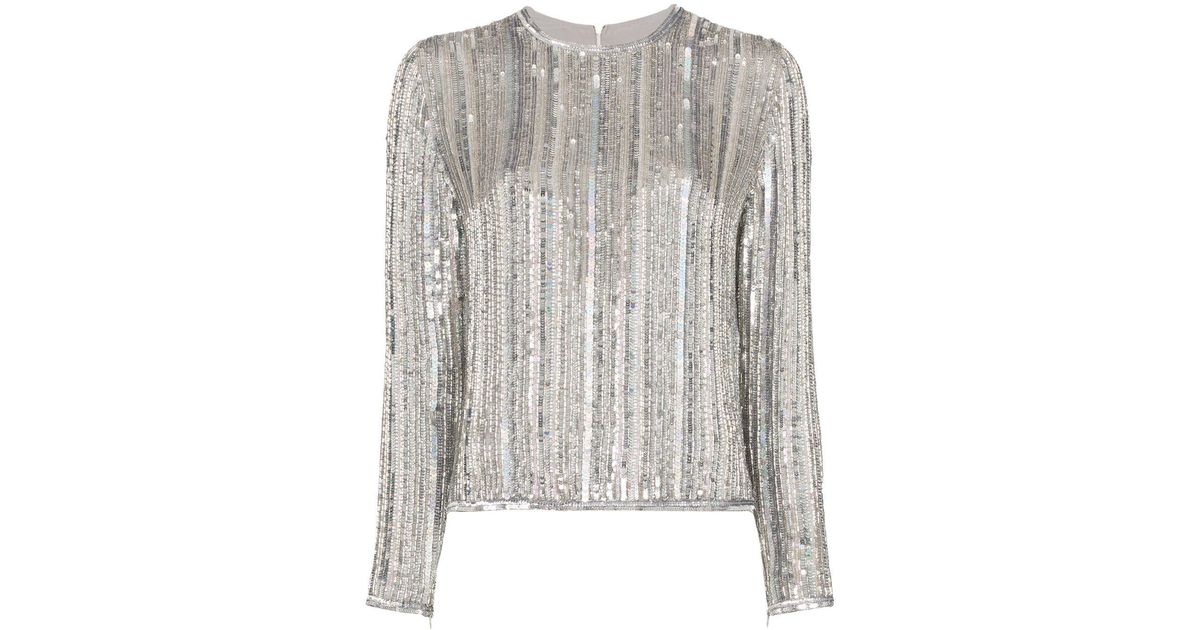 white sequin top long sleeve