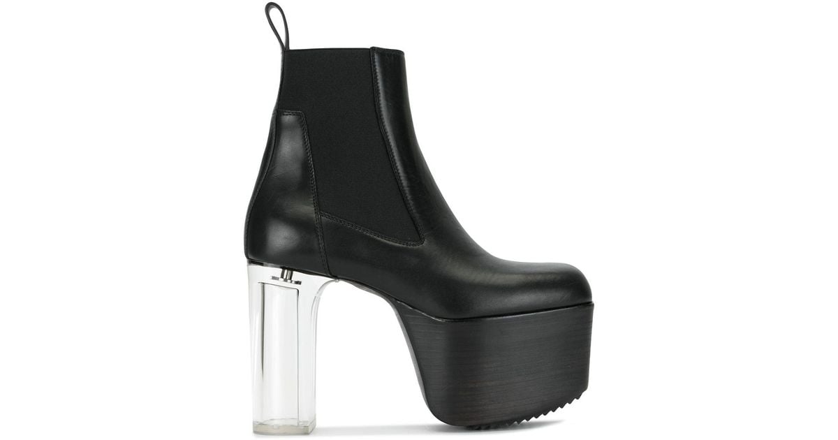 Rick Owens Transparent Heel Boots in Black | Lyst