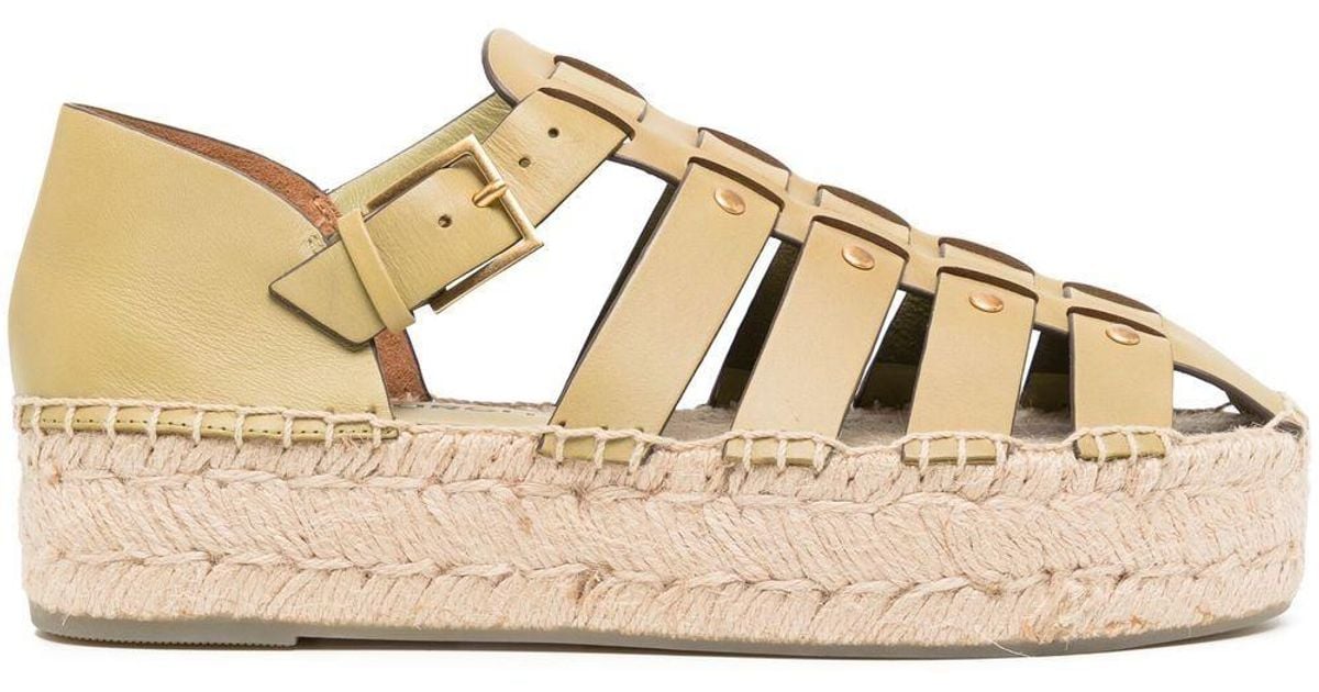 Tory Burch Leather Fisherman Platform Espadrilles in Green | Lyst