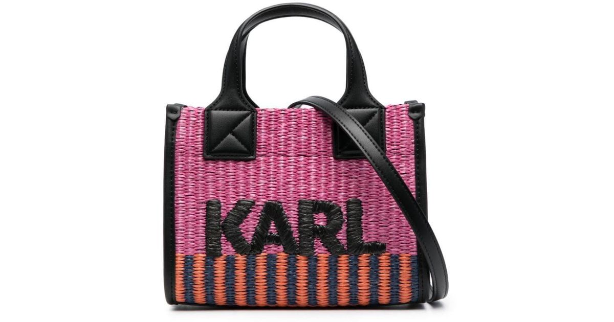 Karl Lagerfeld Woven-raffia Tote Bag in Purple | Lyst Canada