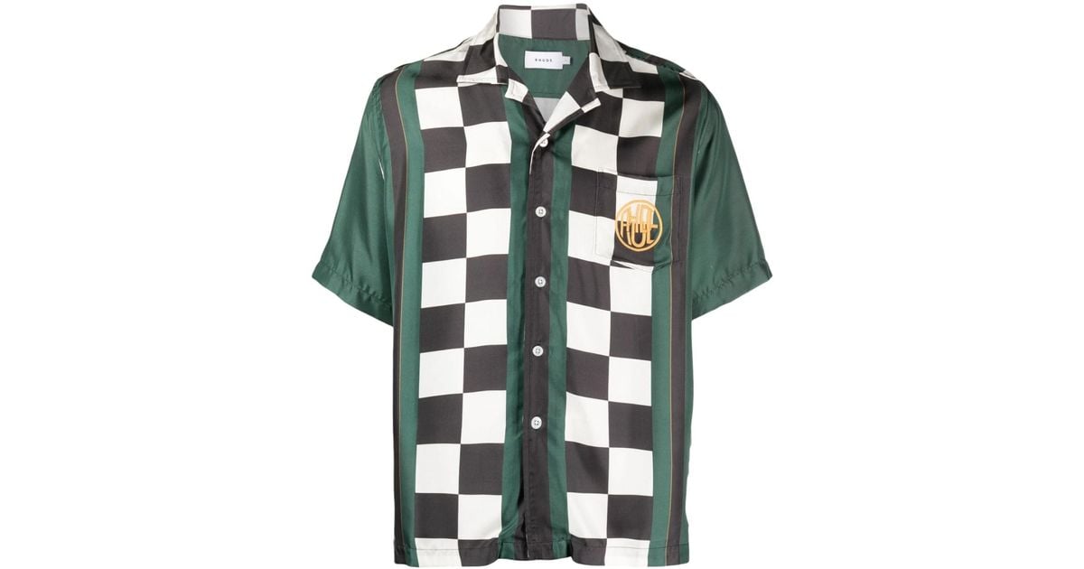 Rhude Racing Bowling Silk Shirt in Green for Men Lyst