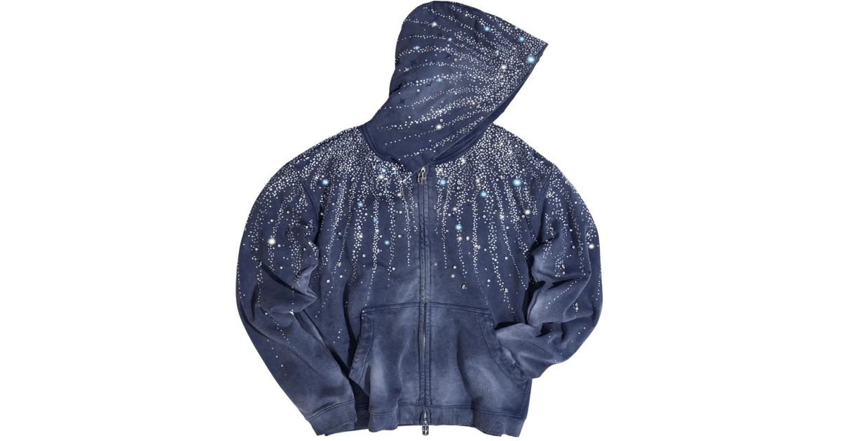 BIRTH OF ROYAL CHILD 20K Steller Diamond Hoodie in Blue for Men 