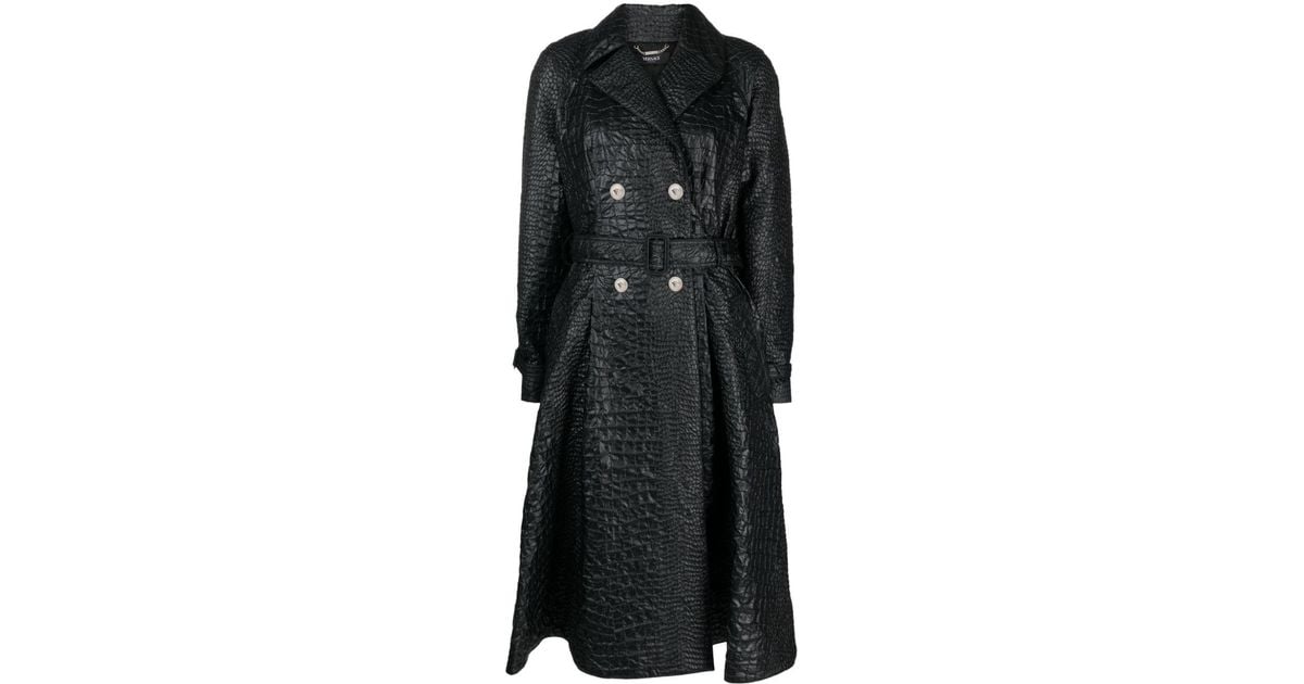 Versace Women's Crocodile-Embossed A-Line Trench Coat