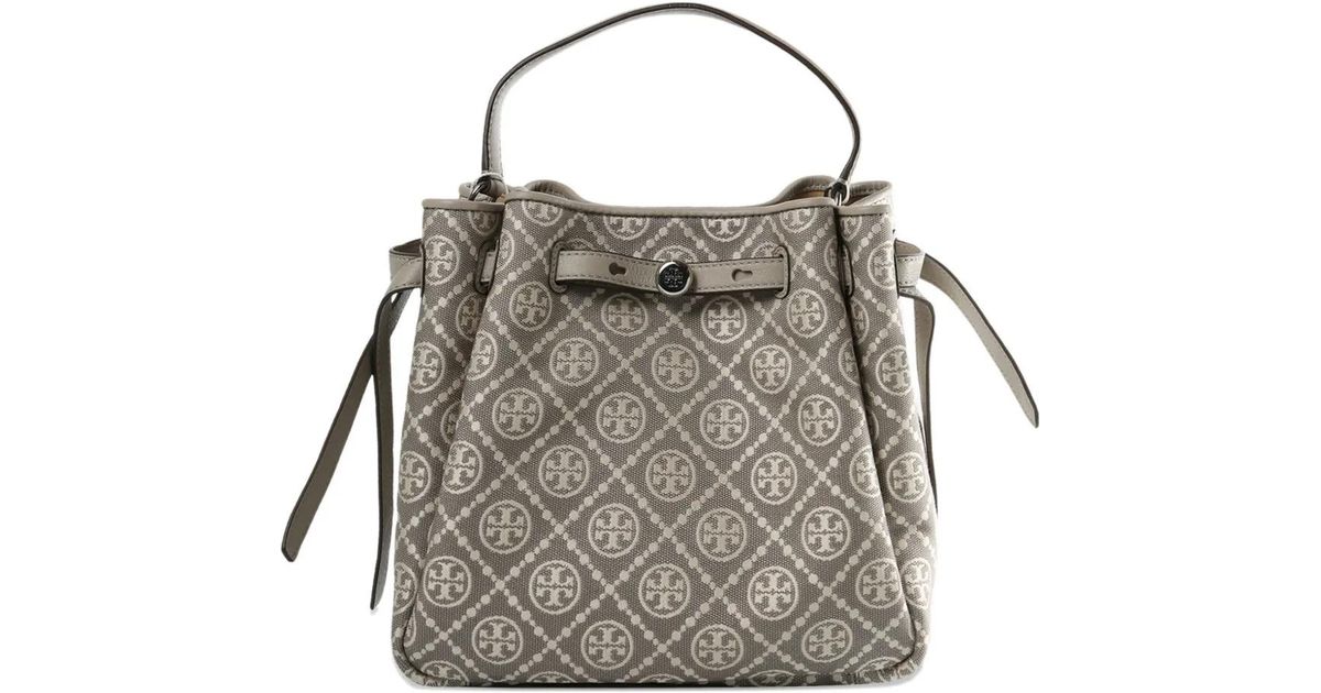 Tory Burch Romy T モノグラム バケットバッグ グレー | Lyst