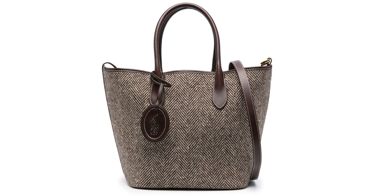 Polo Ralph Lauren Bellport Herringbone-pattern Tote Bag in Brown | Lyst