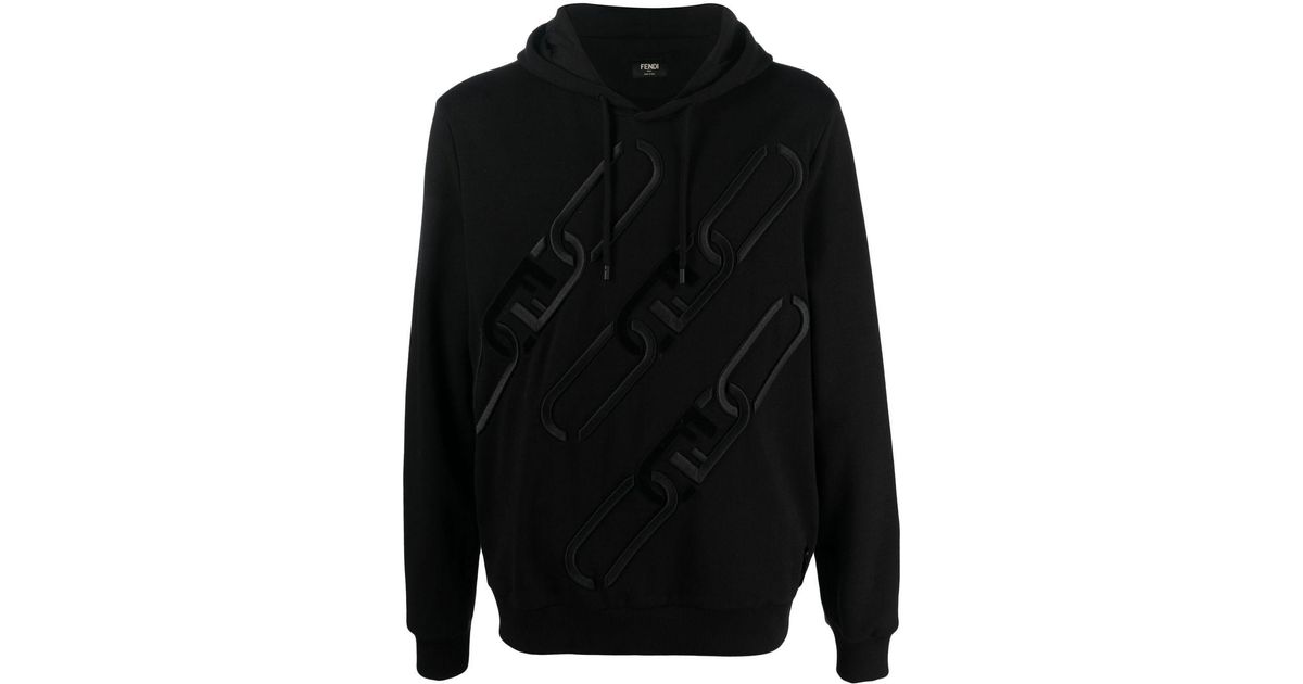 Fendi Monogramembossed Hoodie in Black for Men Lyst