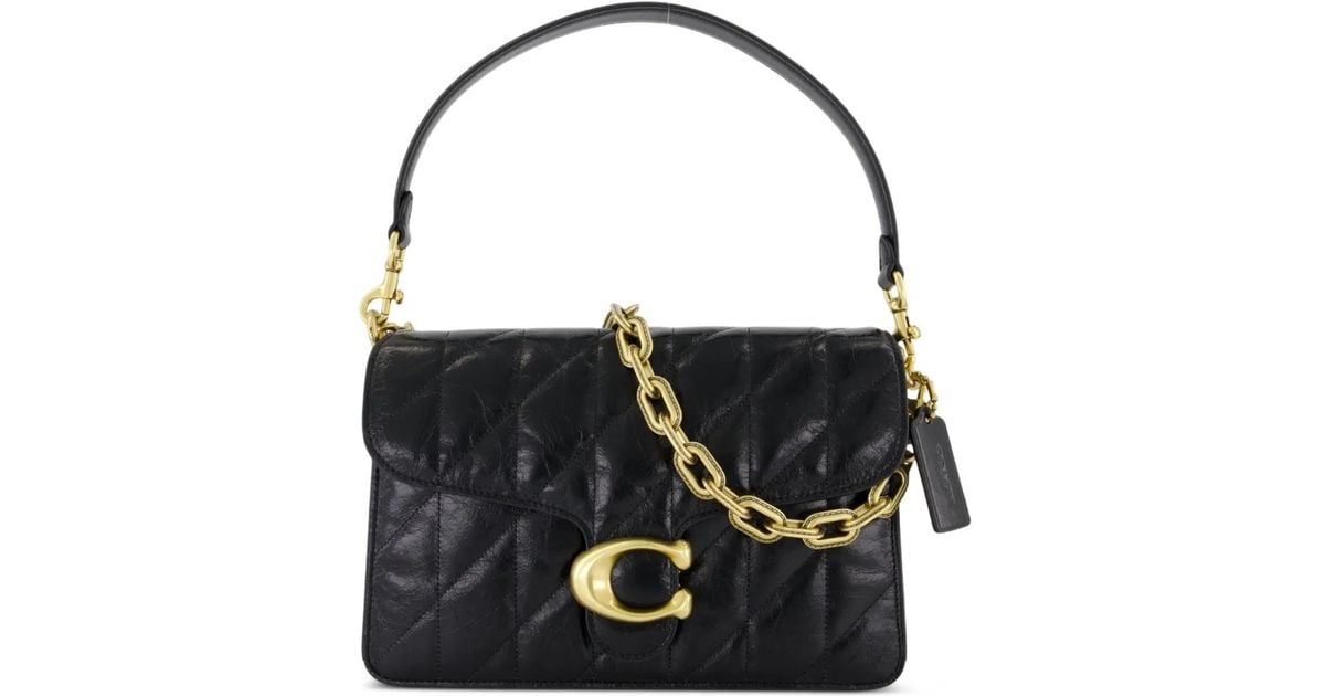 COACH Tabby With Chain Shoulder Bag in Black | Lyst