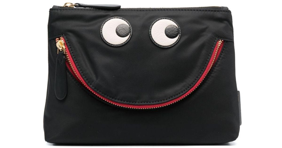 Anya Hindmarch Happy Eyes Makeup Bag in Black Lyst