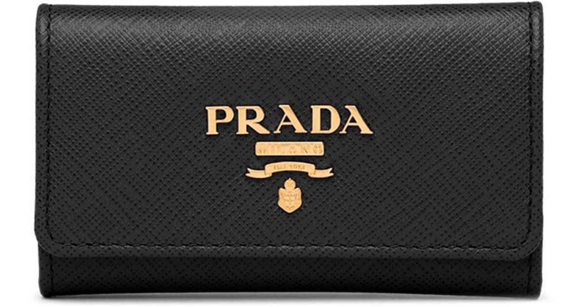 Prada Snap Key Case in Black | Lyst