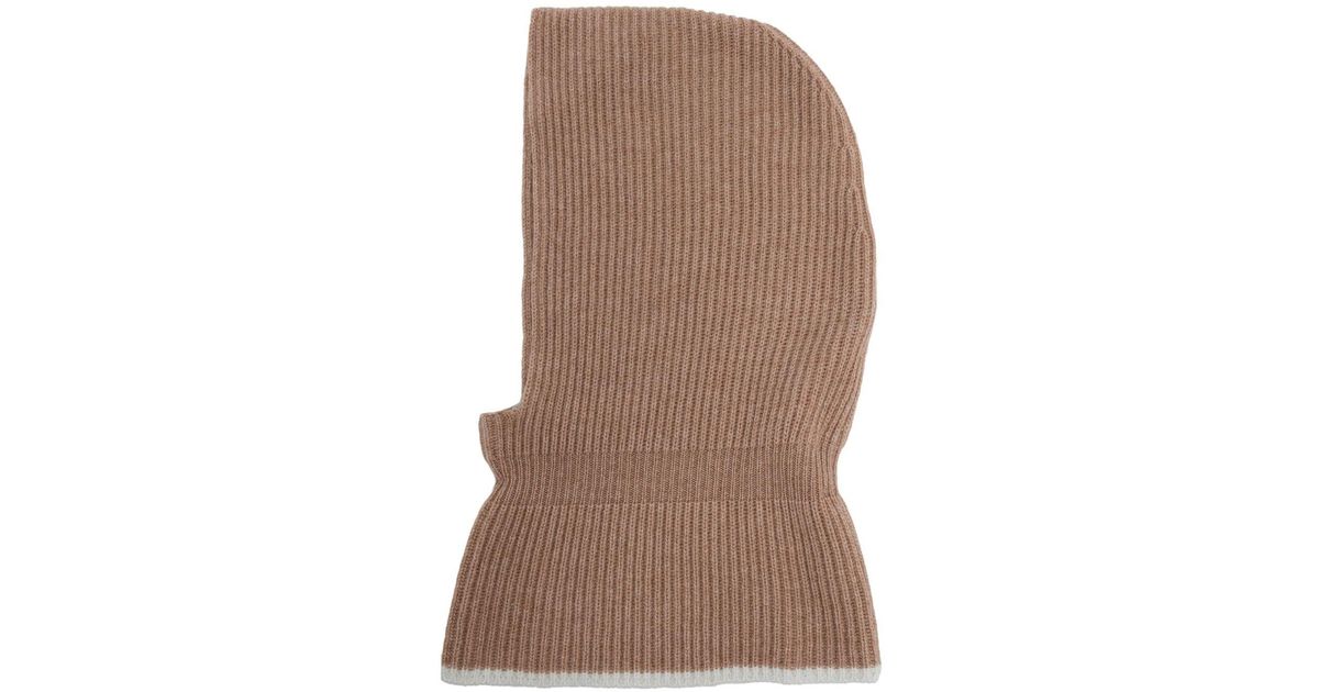 Cashmere In Love Villars Ribbed Wool-cashmere Balaclava in Brown | Lyst