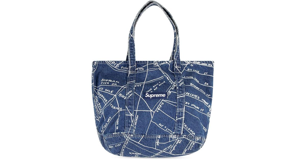 supreme denim tote bag