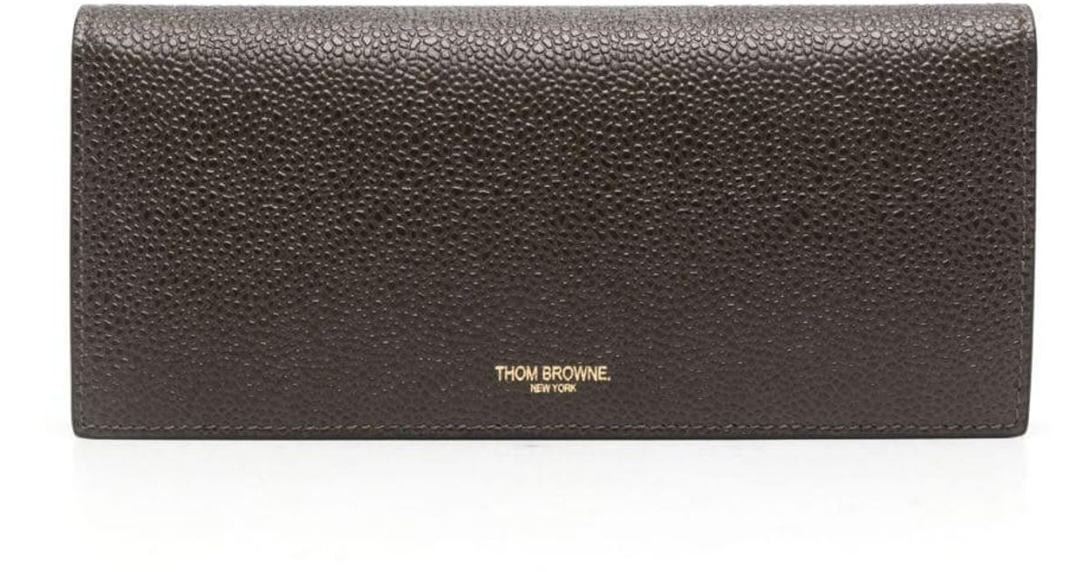 Thom Browne Logo-stamp Bi-fold Leather Wallet in Grey for Men | Lyst UK