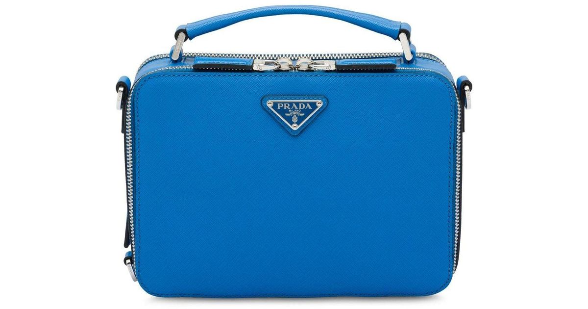 Prada Blue Saffiano leather chain shoulder bag ref.983456 - Joli