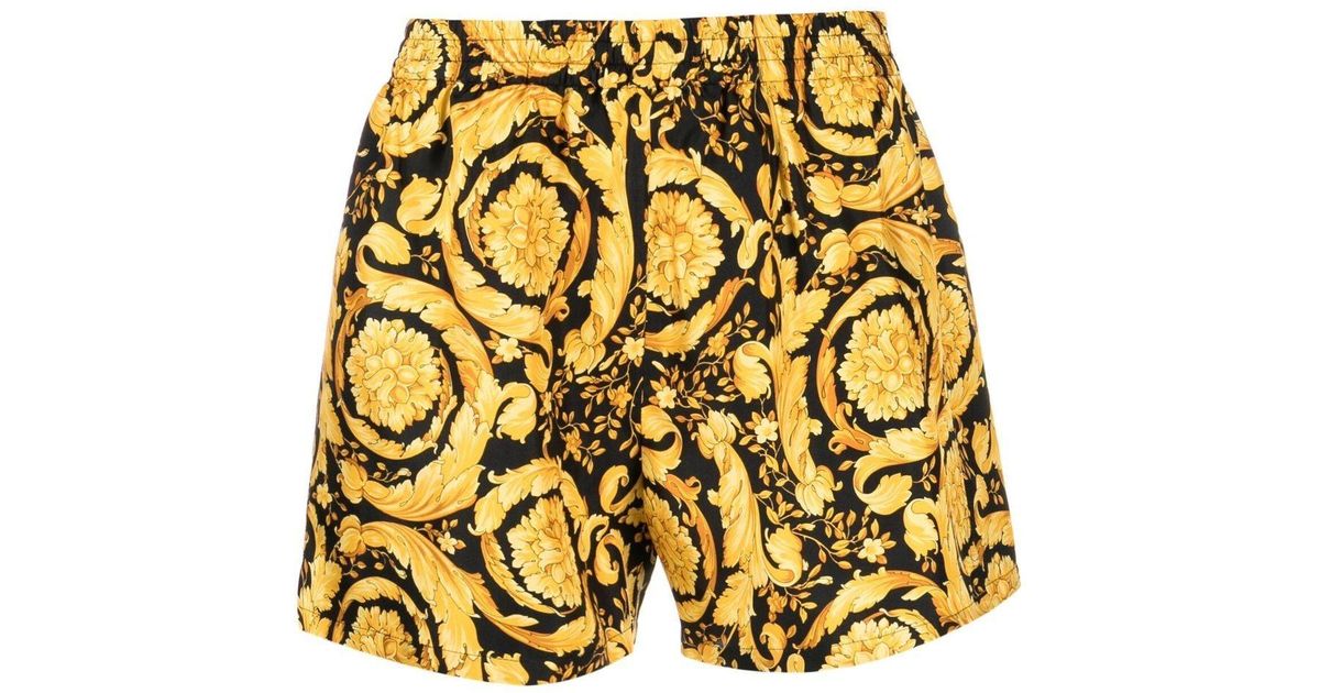 Versace Barocco-print Silk Boxers in Yellow for Men | Lyst UK