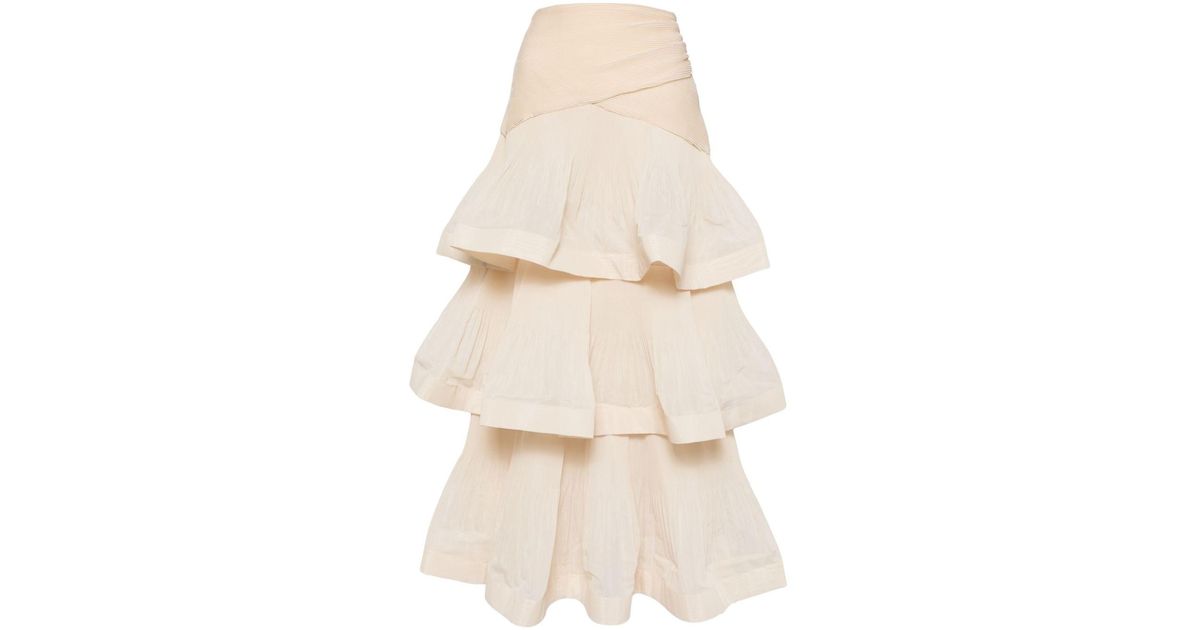 【Zimmermann】ILLUSTRATION TIERED SKIRT ティアード ニット Zimmermann - Everley Tiered Green Watercolor Floral Midi Skirt