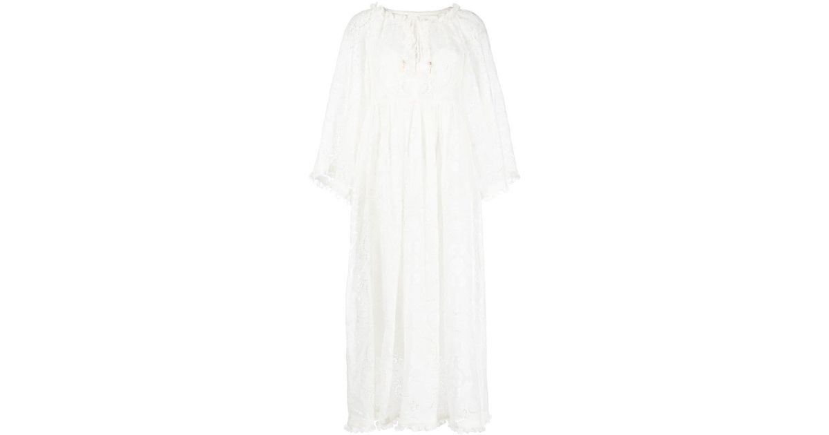 Zimmermann Laurel Broderie Anglaise Midi Dress in White | Lyst Canada