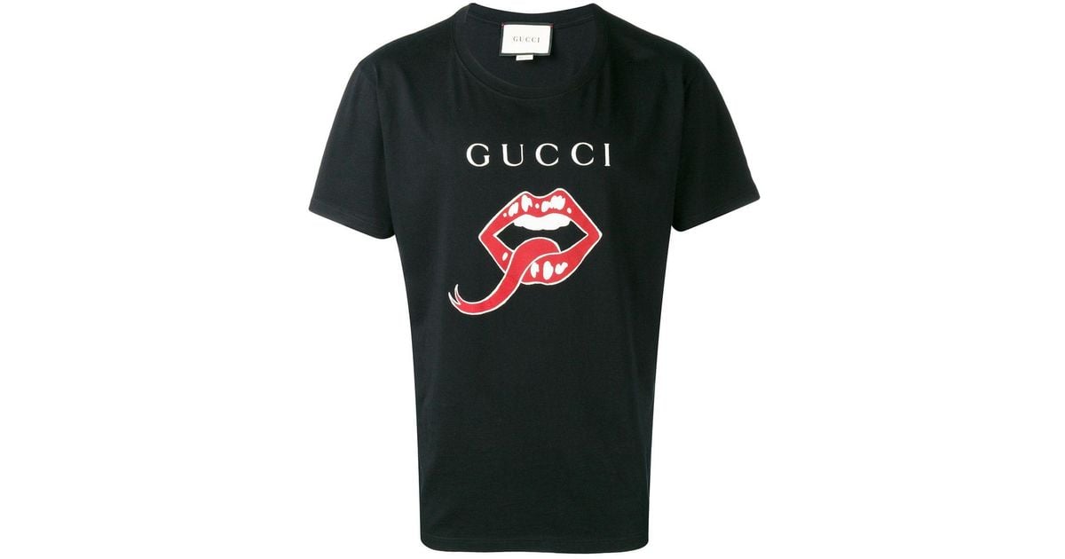 Gucci Mouth And Tongue Print T-shirt in Black for Men | Lyst Canada