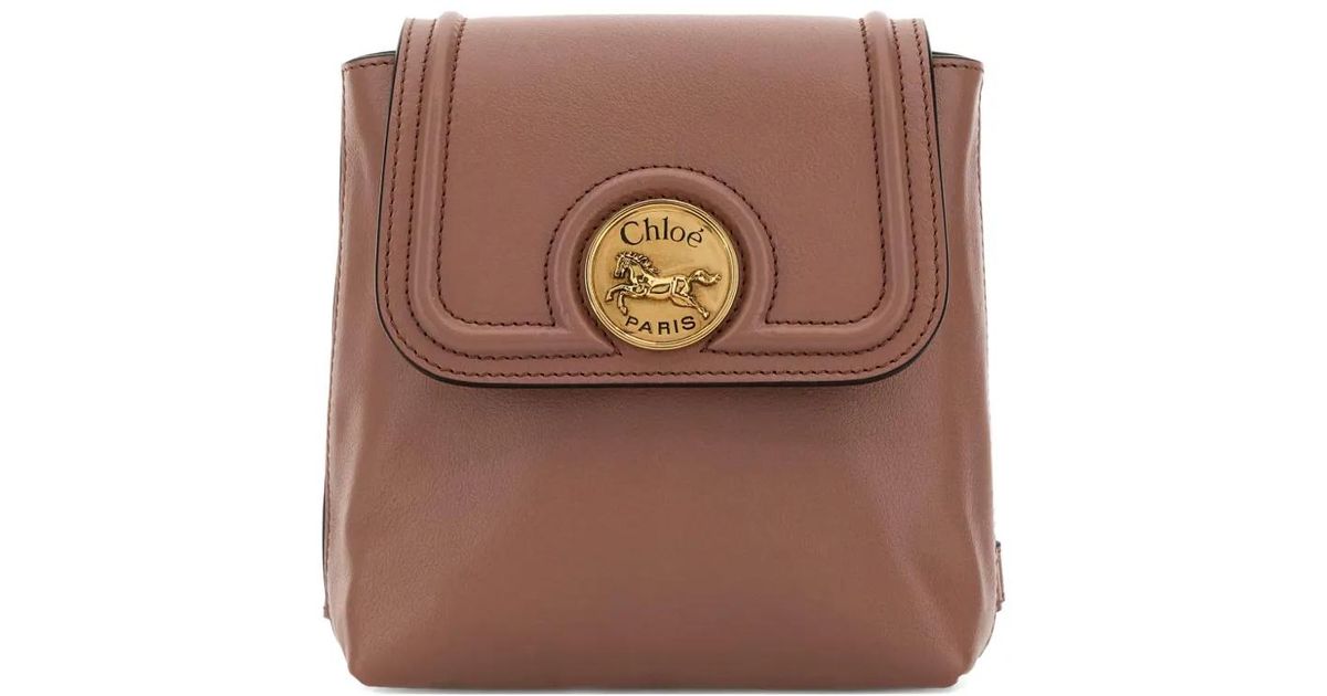 Chloé Mini Horse Medal Leather Backpack in Brown | Lyst