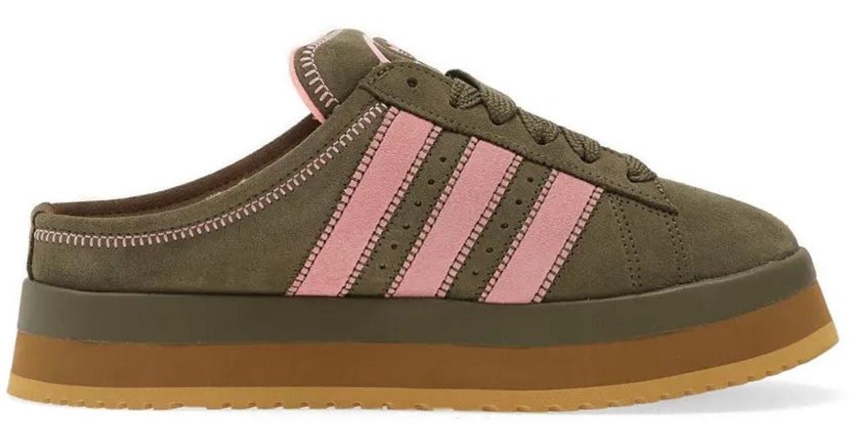 adidas Campus 00S Three-Stripes Platform-Sole Slippers in Brown | Lyst