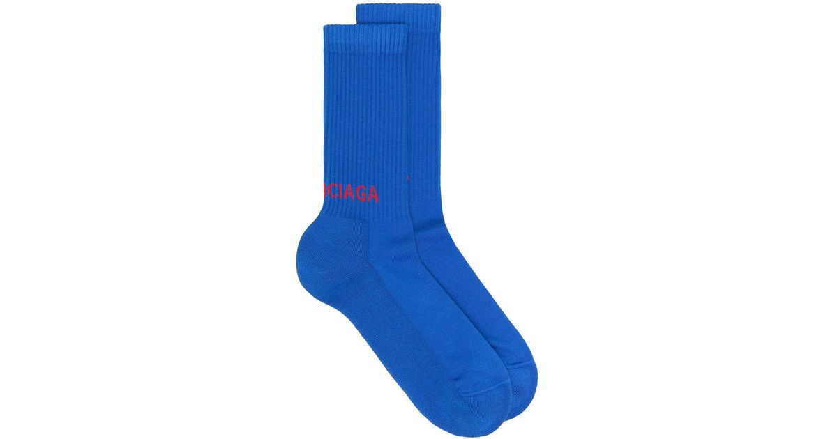 Balenciaga Katoen Gebreide Sokken in het Blauw voor heren - Lyst