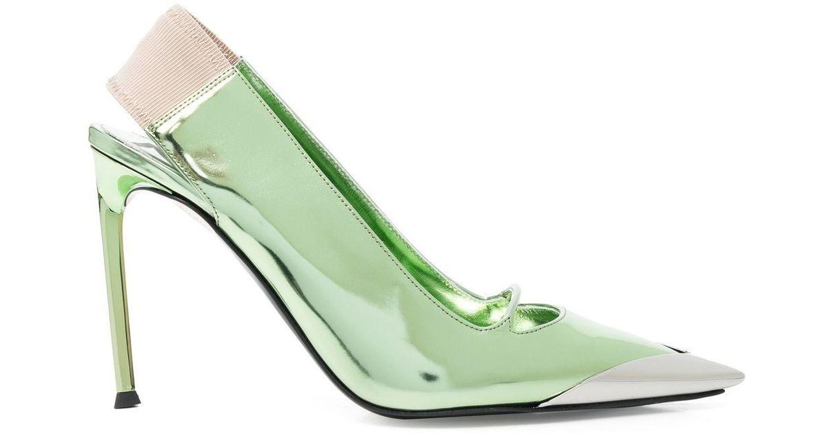 N°21 Leather Metallic 110mm Slingback Pumps in Green Lyst Australia