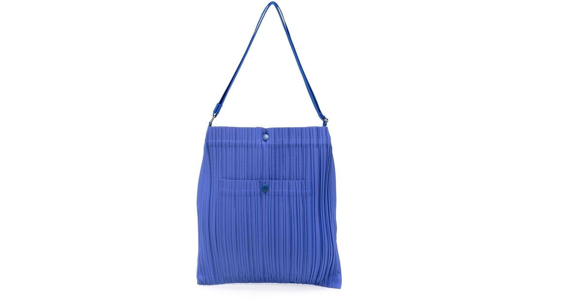 Pleats Please Issey Miyake Lightweight Micropleated Tote Bag in Blue