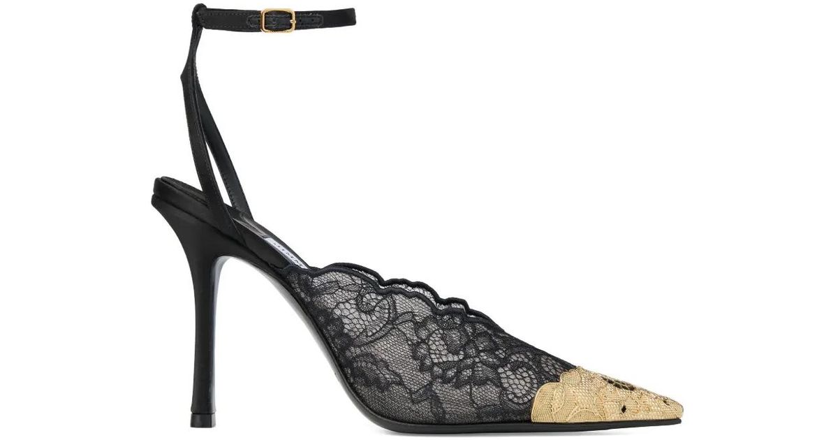 JIMMY CHOO ブラックレースパンプス Jimmy Choo Faiz 100 レース メタルトゥ パンプス ブラック | Lyst