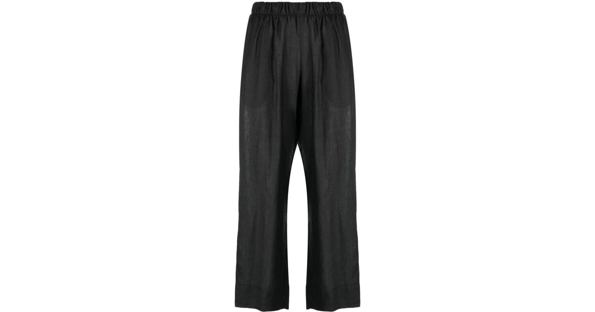 Le Petit Trou Tyra Eco-linen Trousers in Black | Lyst UK
