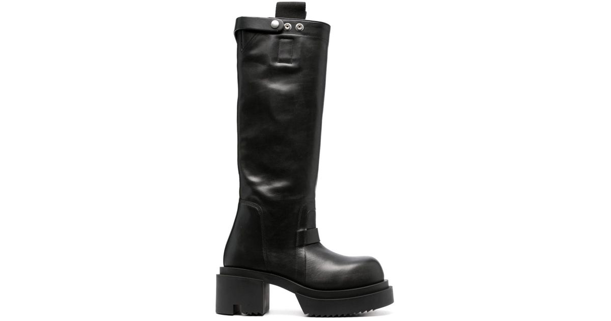 Rick Owens 80mm Polished-leather Knee-high Boots in Black | Lyst