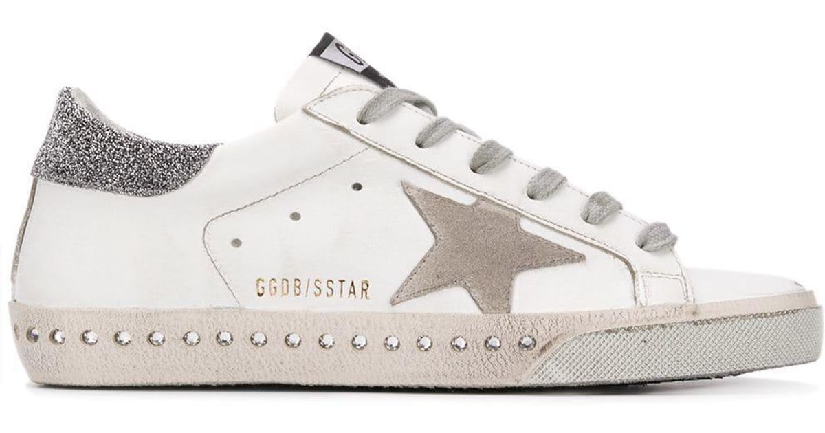 Golden Goose Swarovski Crystal Superstar Sneakers in White | Lyst
