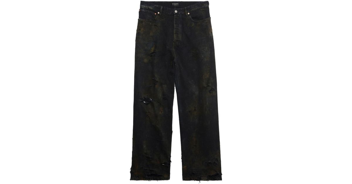Balenciaga Super Destroyed Baggy Trousers in Black for Men Lyst