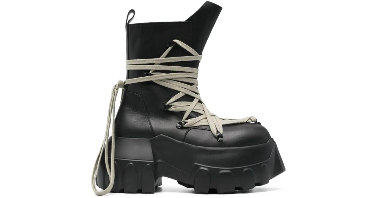Rick Owens Megalace Mega Tractor Boots in Black for Men | Lyst UK