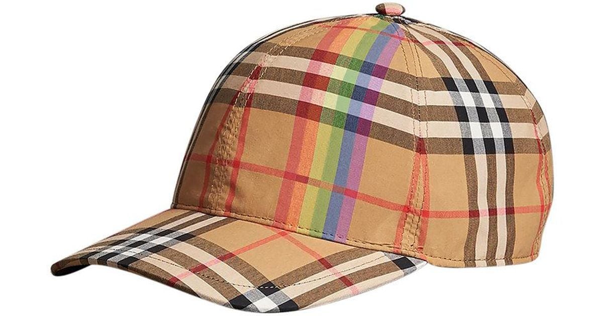 Burberry Rainbow Vintage Check Baseball Cap in Brown | Lyst