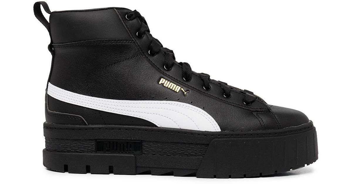 PUMA Leather Mayze Mid High top Sneakers In Black Lyst puma-leather-mayze-mid-high-top-sneakers-in-black-lyst