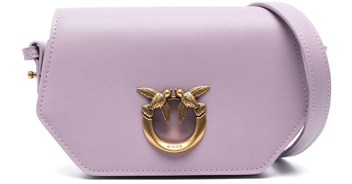 Pinko 'love Baby Click Exagon' Light Purple Shoulder Bag With Logo Patch In  Smooth Leather Woman | Lyst