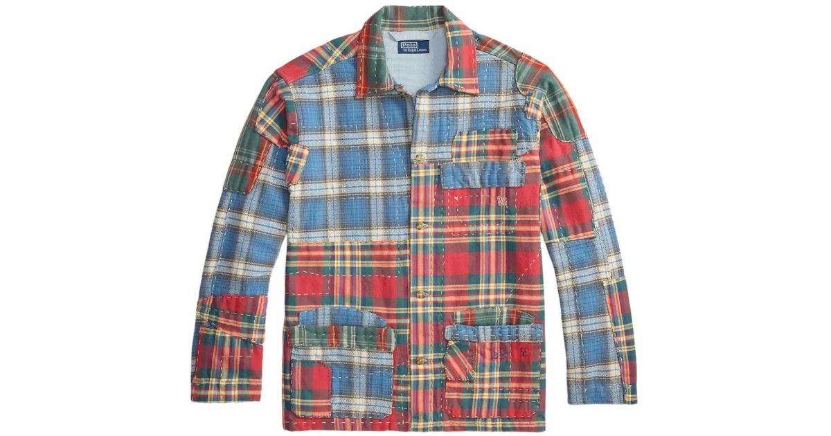 メンズ Polo Ralph Lauren パッチワーク チェック オーバーシャツ