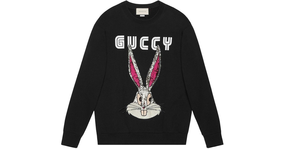 Gucci Bugs Bunny Cotton Sweatshirt in Black - Lyst