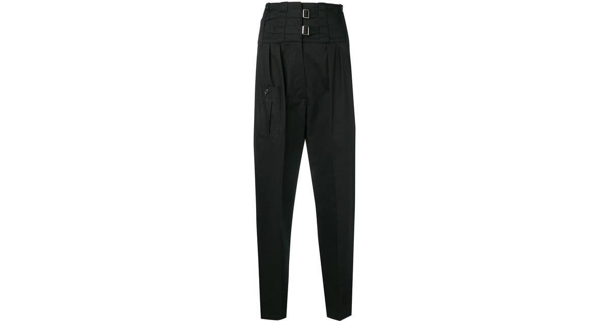 Dolce & Gabbana Cotton Cropped Buckle Front Trousers in Black - Lyst