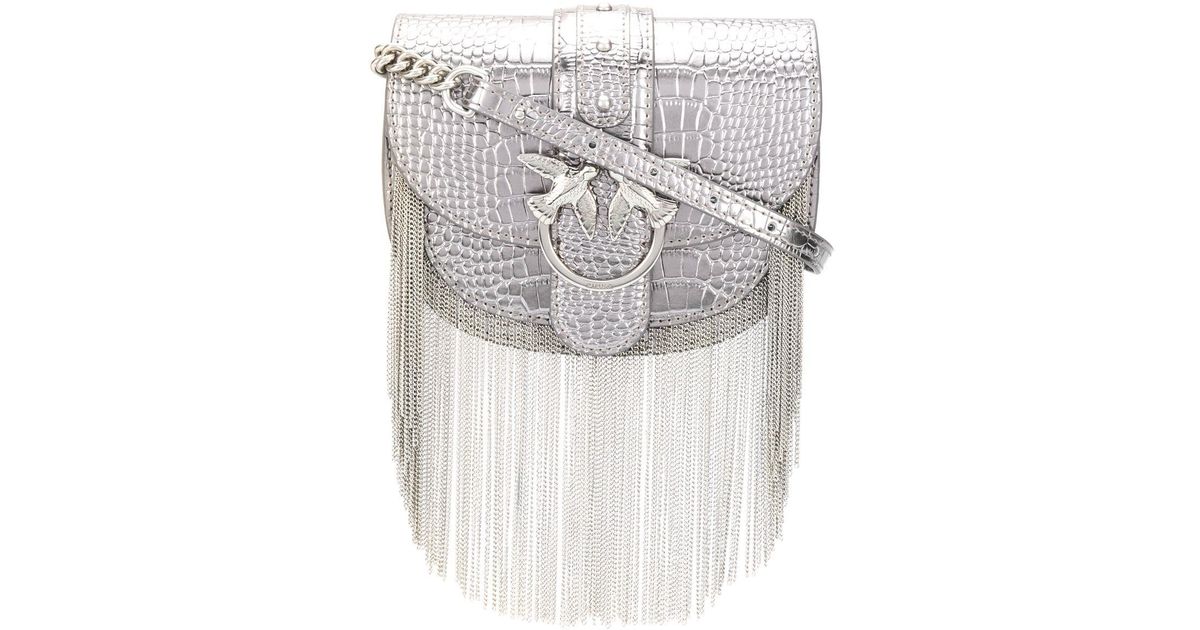 Pinko Love Chain Fringe Shoulder Bag in Metallic | Lyst
