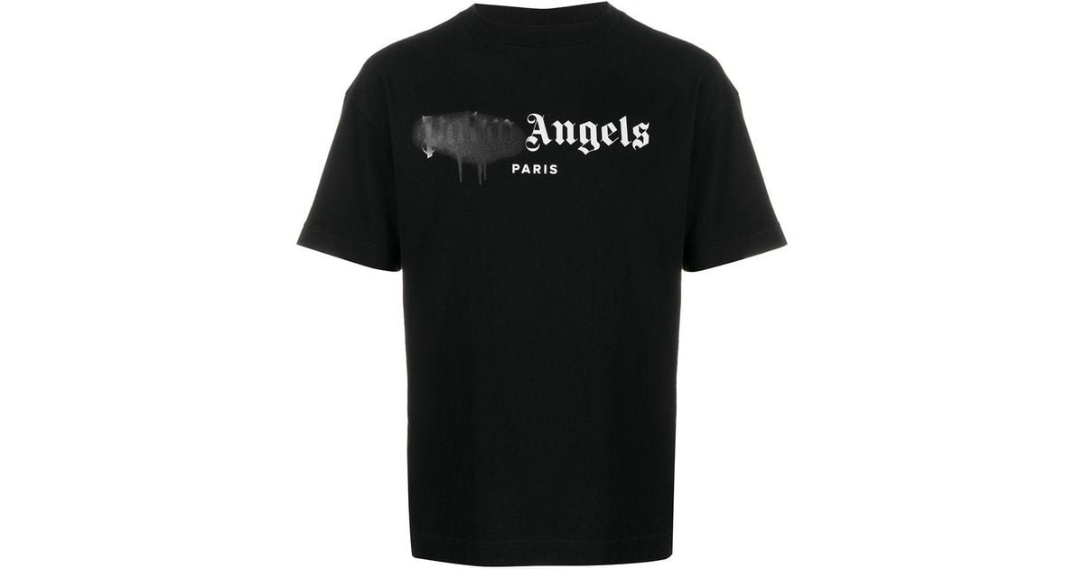 Palm Angels Spray Paintlogo Boxy Tshirt in Black for Men Lyst UK