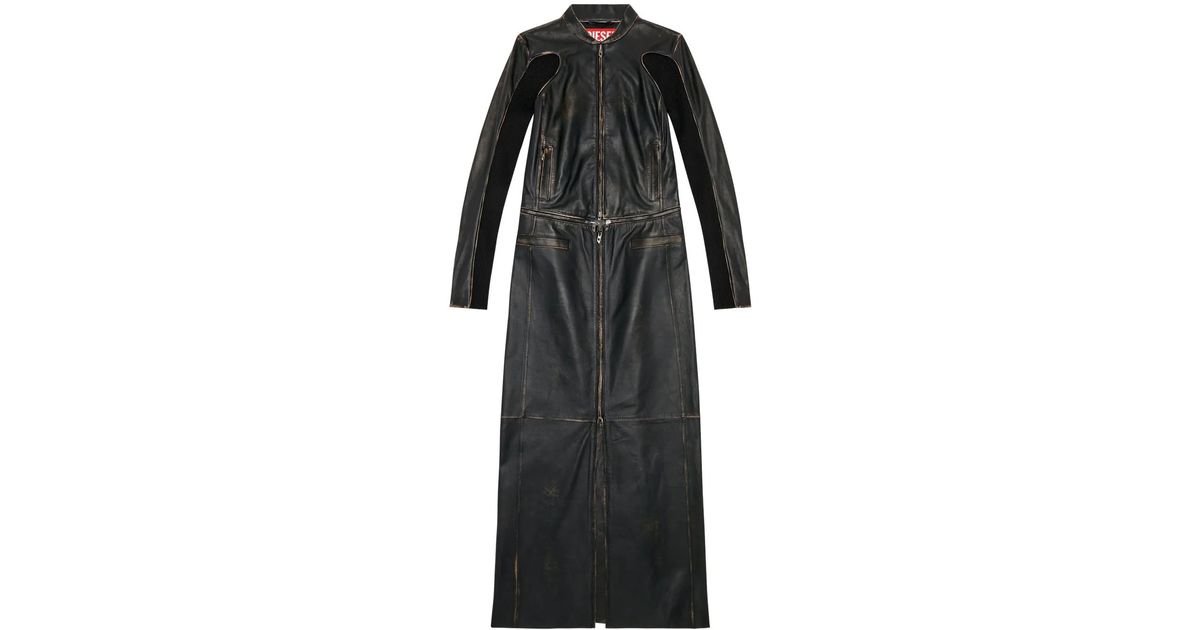 DIESEL L-Tot Leather Maxi Dress in Black | Lyst