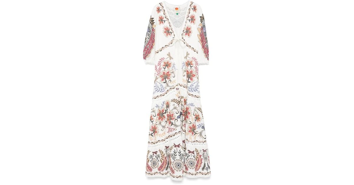 FARM Rio Boho Glam Maxi Dress in White