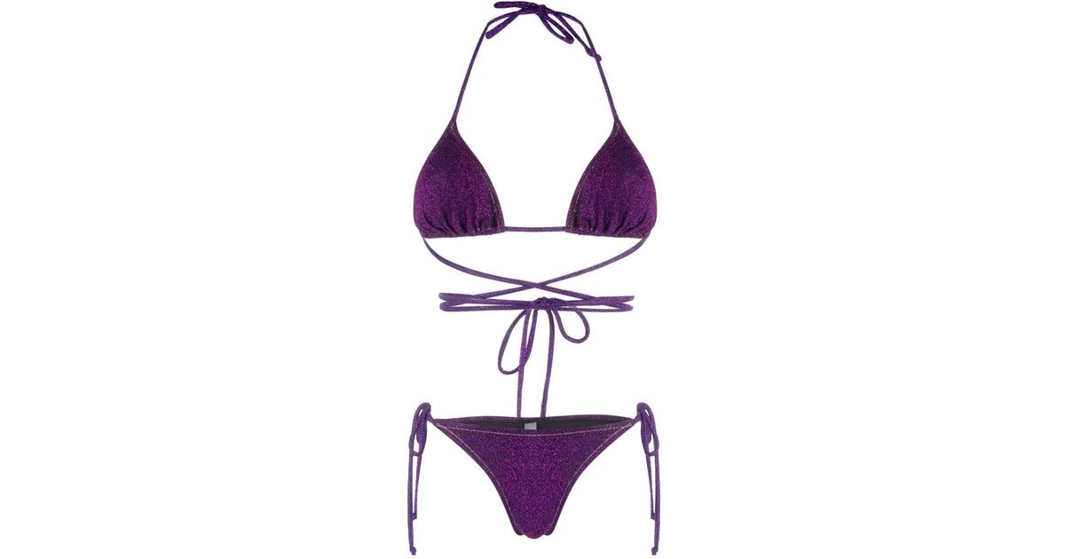 Reina Olga Miami Lurex Bikini Set In Purple Lyst Uk