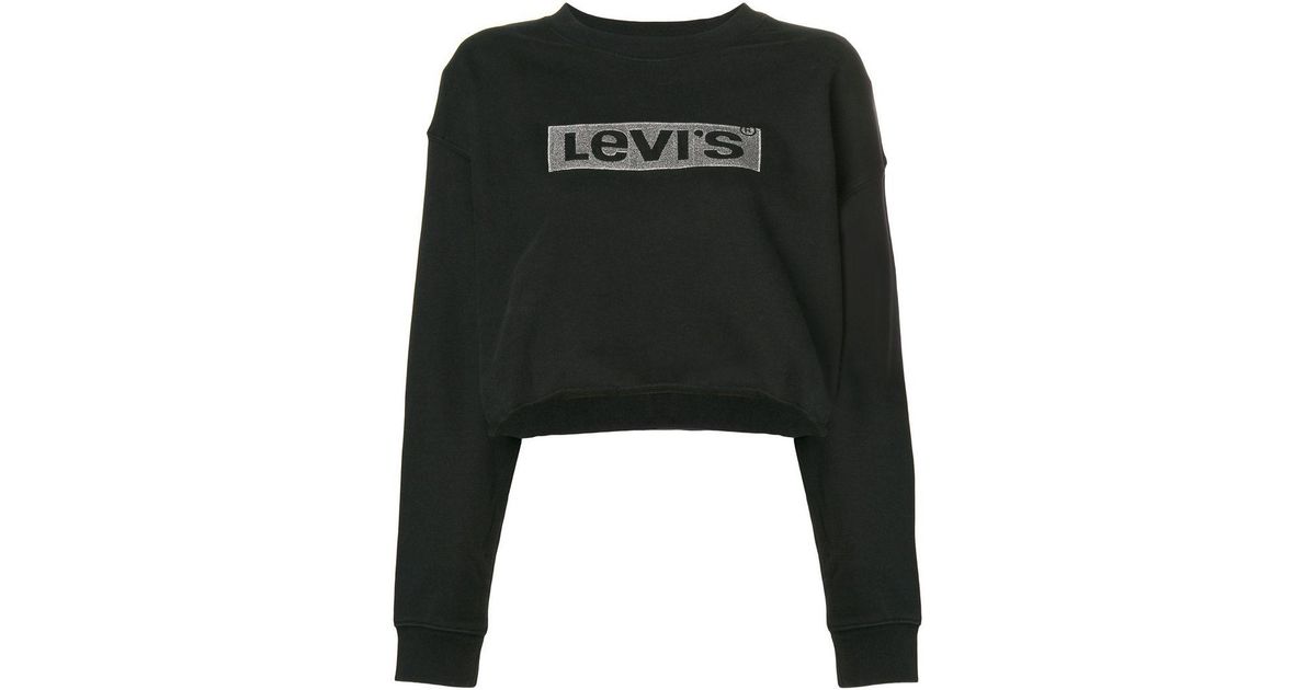 Levi's Logo Cropped Sweatshirt in Black 
