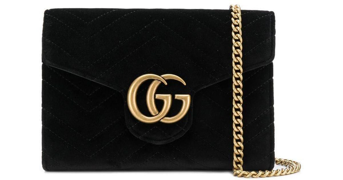 Gucci Velvet GG Marmont Chain Wallet in 