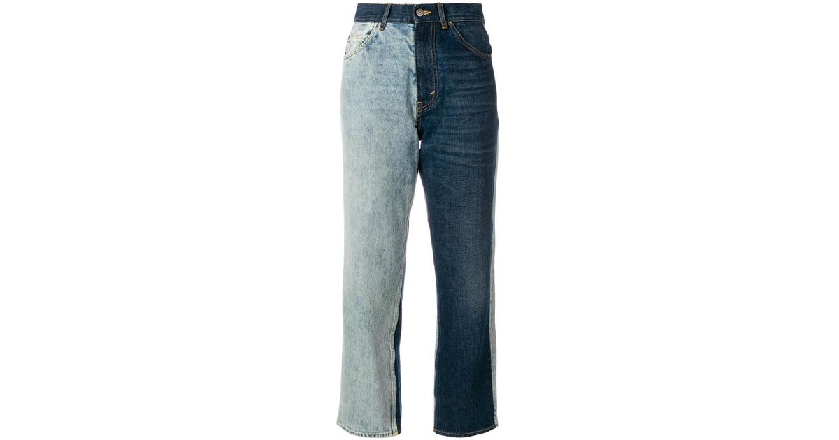 split colour jeans