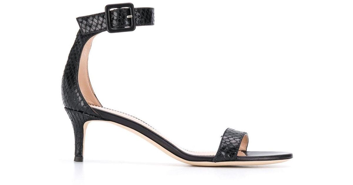 giuseppe zanotti black suede snake strap sandals