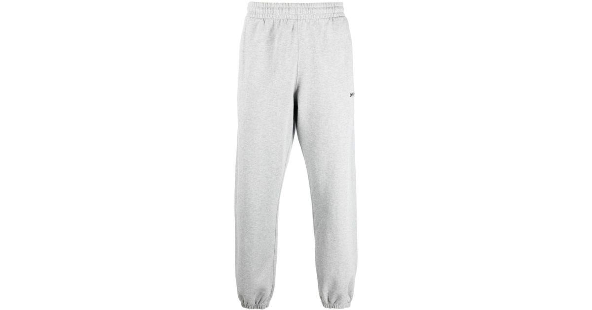 Off-White c/o Virgil Abloh Cotton Helvetica Logo Track Pants in Grey ...