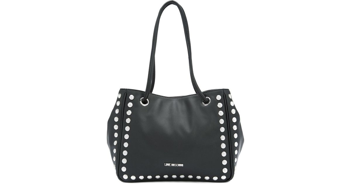Love Moschino Black Silver Studded Tote Bag